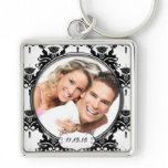 Vintage Damask Wedding Photo Key Chain keychains