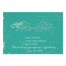 Vintage damask wedding RSVP Personalized Invite