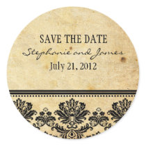 Vintage Damask Wedding Sticker