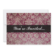 Vintage Damask Wine, Personalised Invites