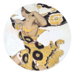 Vintage Dancing Woman in Yellow Round Sticker