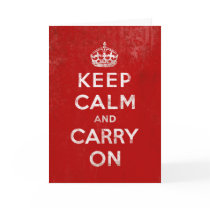 Vintage Deep Red Distressed Keep Calm and Carry On Card