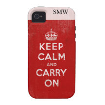 Vintage Deep Red Distressed Keep Calm and Carry On iPhone 4 Cover