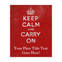 Vintage Deep Red Distressed Keep Calm and Carry On Full Color Flyer