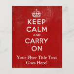 Vintage Deep Red Distressed Keep Calm and Carry On Full Color Flyer