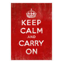 Vintage Deep Red Distressed Keep Calm and Carry On Custom Invite
