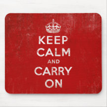 Vintage Deep Red Distressed Keep Calm and Carry On Mousemat