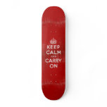 Vintage Deep Red Distressed Keep Calm and Carry On Custom Skateboard