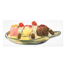 Vintage Dessert; Banana Split with Cherries Custom Announcement