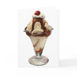 Vintage Dessert; Ice Cream Sundae with Cherry cards