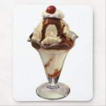 Vintage Dessert; Ice Cream Sundae with Cherry mousepads