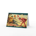 Vintage Devils chasing Goblins, Halloween Cheer! Card