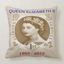 Vintage Diamond Jubilee Celebration Throw Pillows