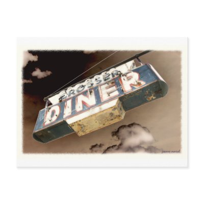 Vintage Diner Sign Postcard by image_americana
