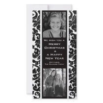 Vintage Divine Damask Personalized Photo Card