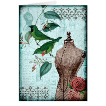 Vintage Dress Form Bird II Card