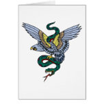 Vintage Eagle and Snake Tattoo Art Greeting Cards