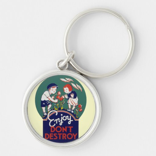 Vintage Earth day Illustration Key Chain