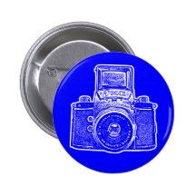 Vintage East German Camera II - Blue Pinback Button