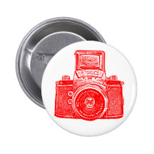 Vintage East German Camera - Red Pinback Buttons