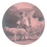 Vintage *Easter Angel and Lamb* Round Stickers