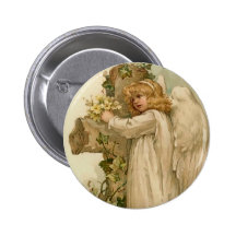 Vintage Easter Angel Round Button