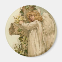 Vintage Easter Angel Round Magnet