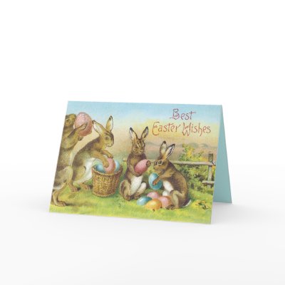 Vintage Easter Blessings Card - Bunnies by golden_oldies