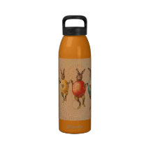Vintage Easter Bunnies Dancing with Egg Costumes Water Bottles