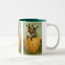 Vintage Easter Bunnies in a Giant Easter Egg Mugs