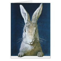 Vintage Easter Bunny, Cute Furry White Rabbit Greeting Card