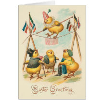 Vintage Easter Card With Circus Chicks