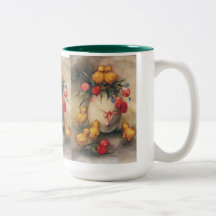 Vintage Easter Chicks, Red Tulip Flowers on Egg Mugs