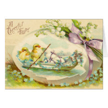 Vintage Easter Egg Chick Card