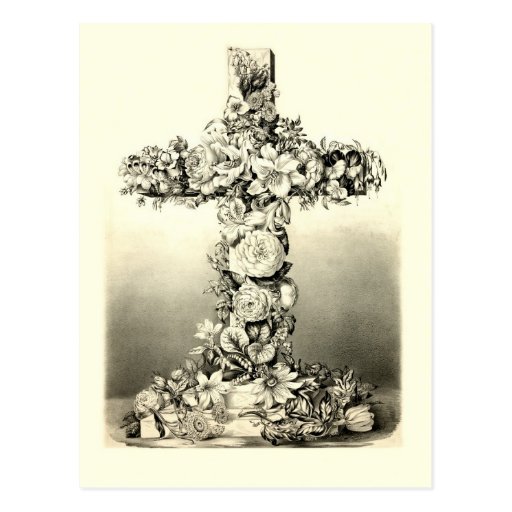 Vintage Easter Floral Christian Cross 1869 Postcards