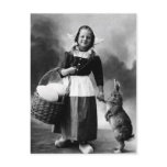 Vintage Easter Photo Girl with Big Bunny Rabbit Post Card