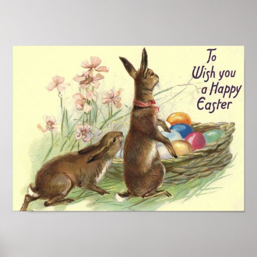 Vintage Easter Rabbits Print