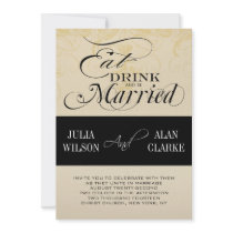 Vintage Eat, Drink and Be Married Wedding Invite