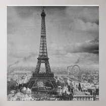 Vintage Eifel Tower Paris France Stereoview 1889 Print