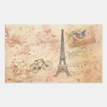 Vintage Eiffel Tower Art Rectangle Sticker