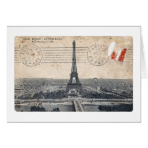 Vintage Eiffel Tower Greeting Cards