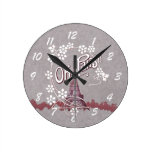 Vintage Eiffel Tower Oh Paris France Daisy Clocks