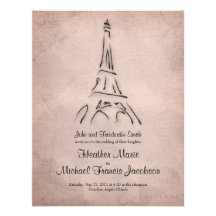 Vintage Eiffel Tower Sepia Wedding Invitation