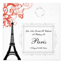 Vintage Eiffel Tower Wedding In Paris Personalized Announcement