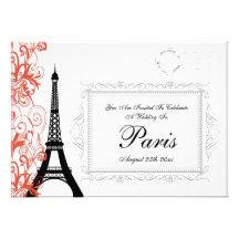 Vintage Eiffel Tower Wedding In Paris Personalised Invite