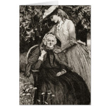 Vintage Elderly Mother and Daughter Card