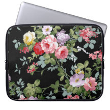 Vintage Elegant Girly Pink Red Roses Pattern Laptop Computer Sleeves