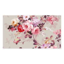 Vintage Elegant Pink Red Purple Roses Pattern Business Card Template
