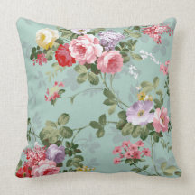 Vintage Elegant Pink Red Roses Pattern Throw Pillows