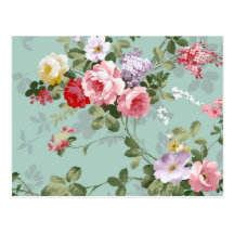Vintage Elegant Pink Red Roses Pattern Postcard